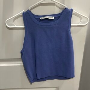 Zara Blue Crop Top Size Medium